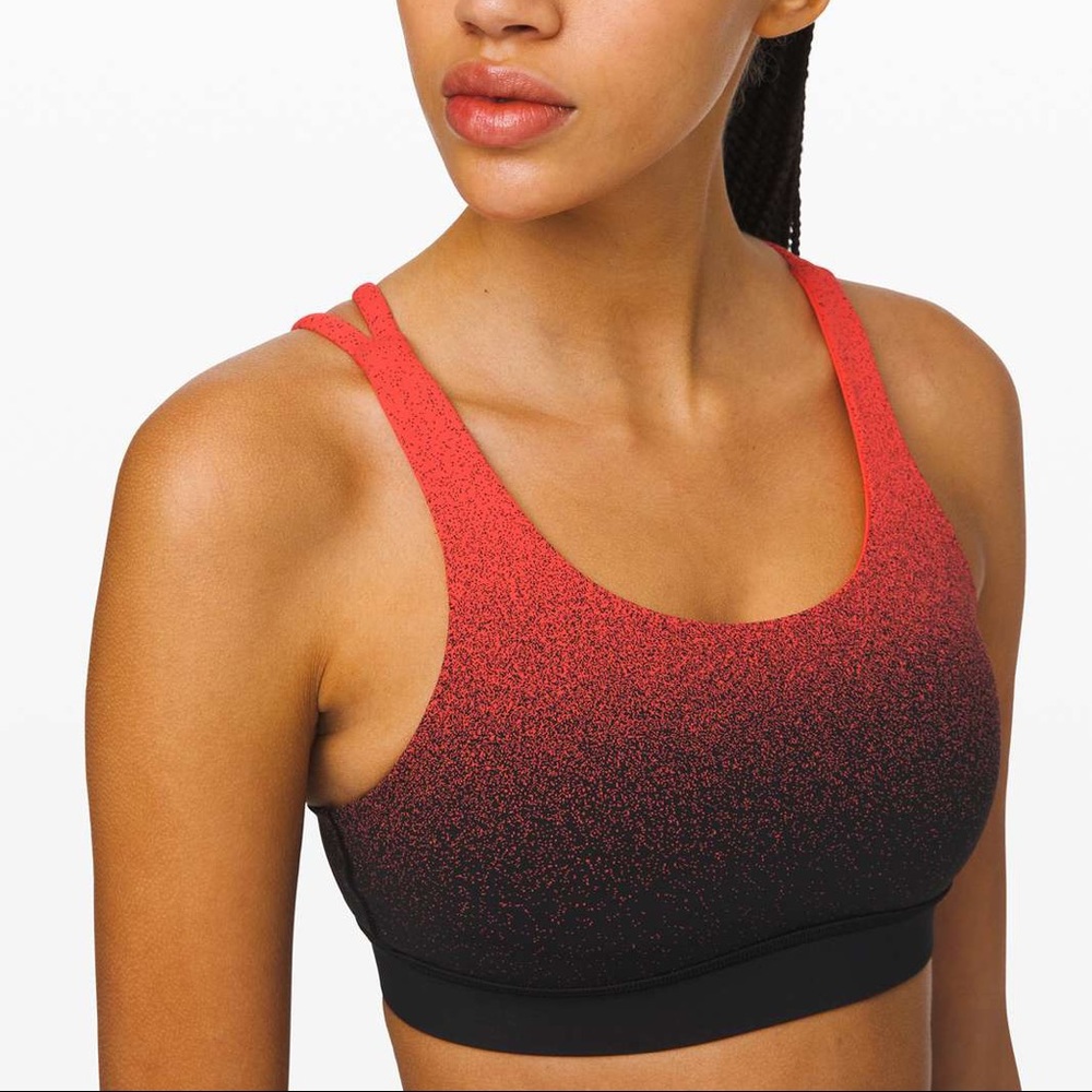 Lululemon orange to black ombré speckle Energy Bra